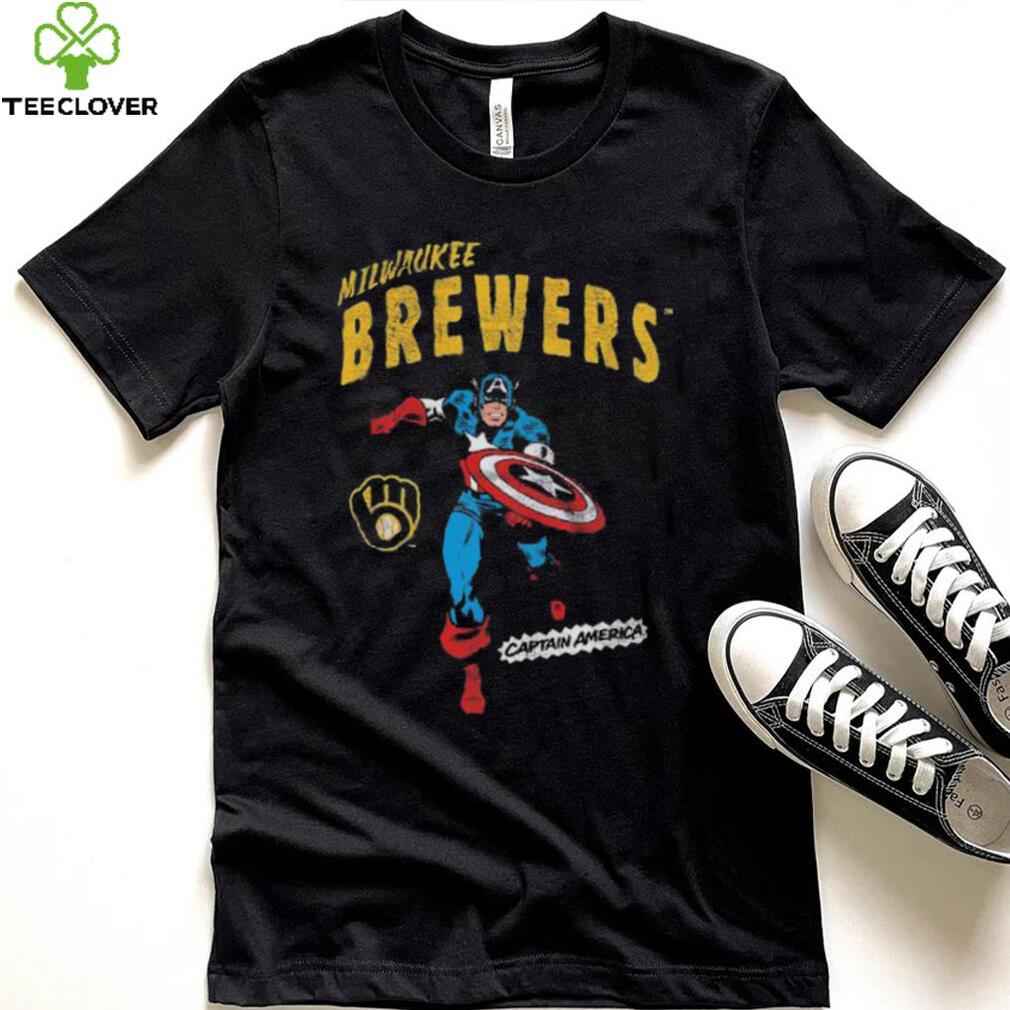 Official Milwaukee Brewers Youth Team Captain America Marvel T Shirt