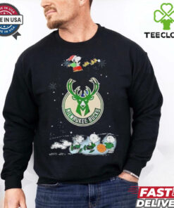 Official Milwaukee Bucks Snoopy Basketball Playtime Christmas Night Shirt