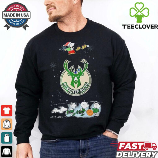 Official Milwaukee Bucks Snoopy Basketball Playtime Christmas Night Shirt