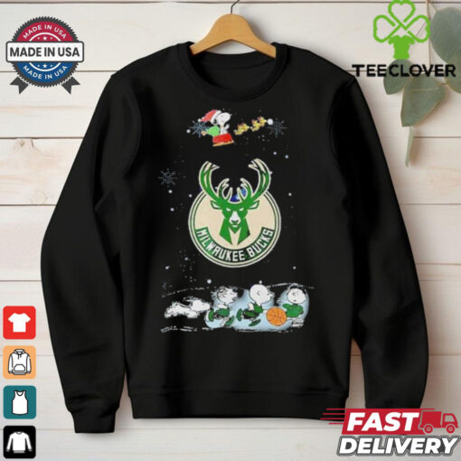 Official Milwaukee Bucks Snoopy Basketball Playtime Christmas Night Shirt