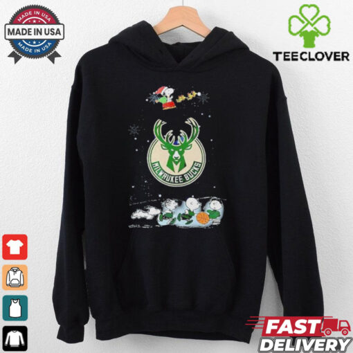 Official Milwaukee Bucks Snoopy Basketball Playtime Christmas Night Shirt