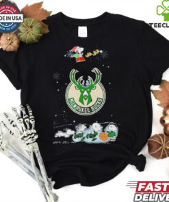 Official Milwaukee Bucks Snoopy Basketball Playtime Christmas Night Shirt