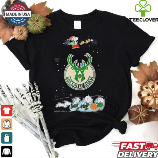 Official Milwaukee Bucks Snoopy Basketball Playtime Christmas Night Shirt