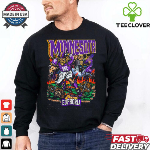 Official Minnesota Vikings Football NFL Planet Euphoria Art Mascot t shirt