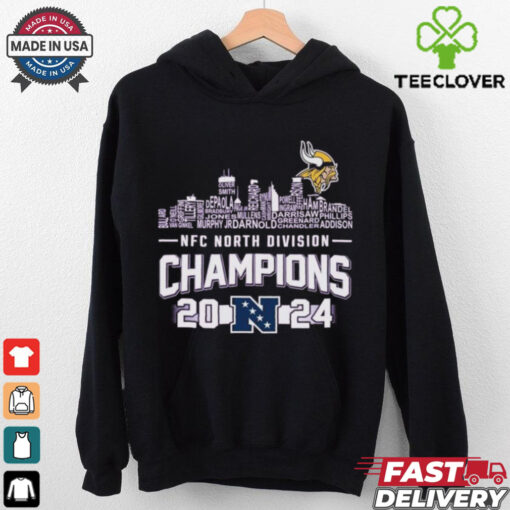 Official Minnesota Vikings NFC North Division Champions 2024 Skyline Names Shirt