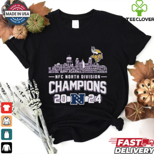 Official Minnesota Vikings NFC North Division Champions 2024 Skyline Names Shirt