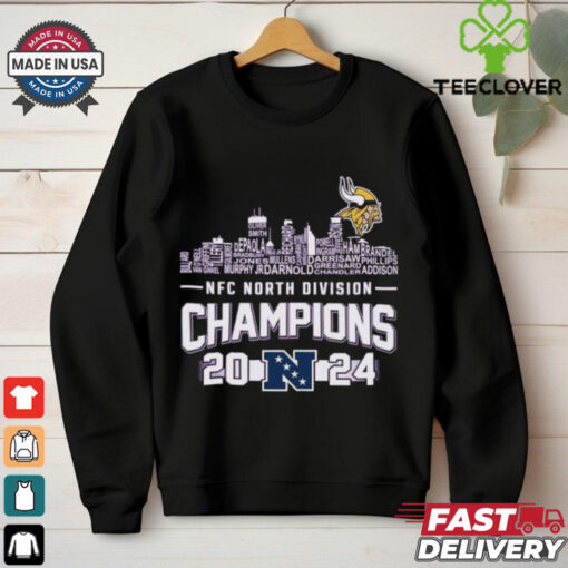 Official Minnesota Vikings NFC North Division Champions 2024 Skyline Names Shirt
