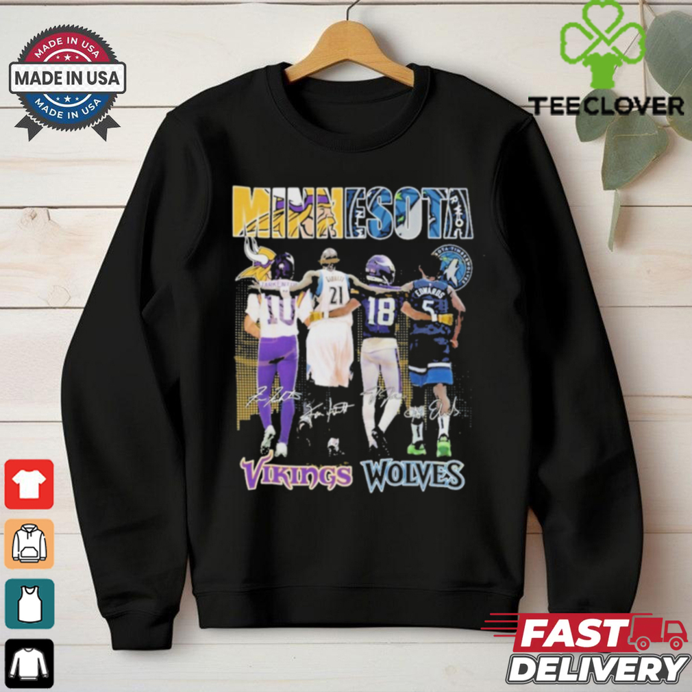 Official Minnesota Vikings x Minnesota Timberwolves Signature T Shirt Official Minnesota Vikings x Minnesota Timberwolves Signature T Shirt