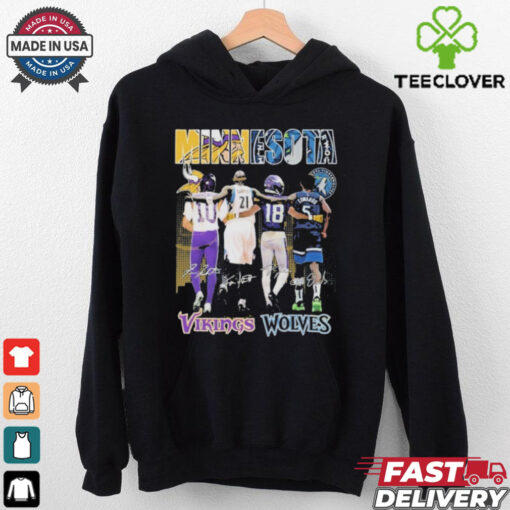Official Minnesota Vikings x Minnesota Timberwolves Signature T Shirt
