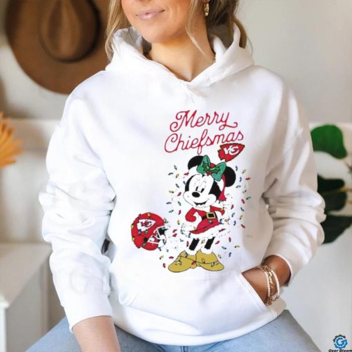 Official Minnie Mouse Kansas City Football Merry Christmas Helmet Christmas Lights T Shirt