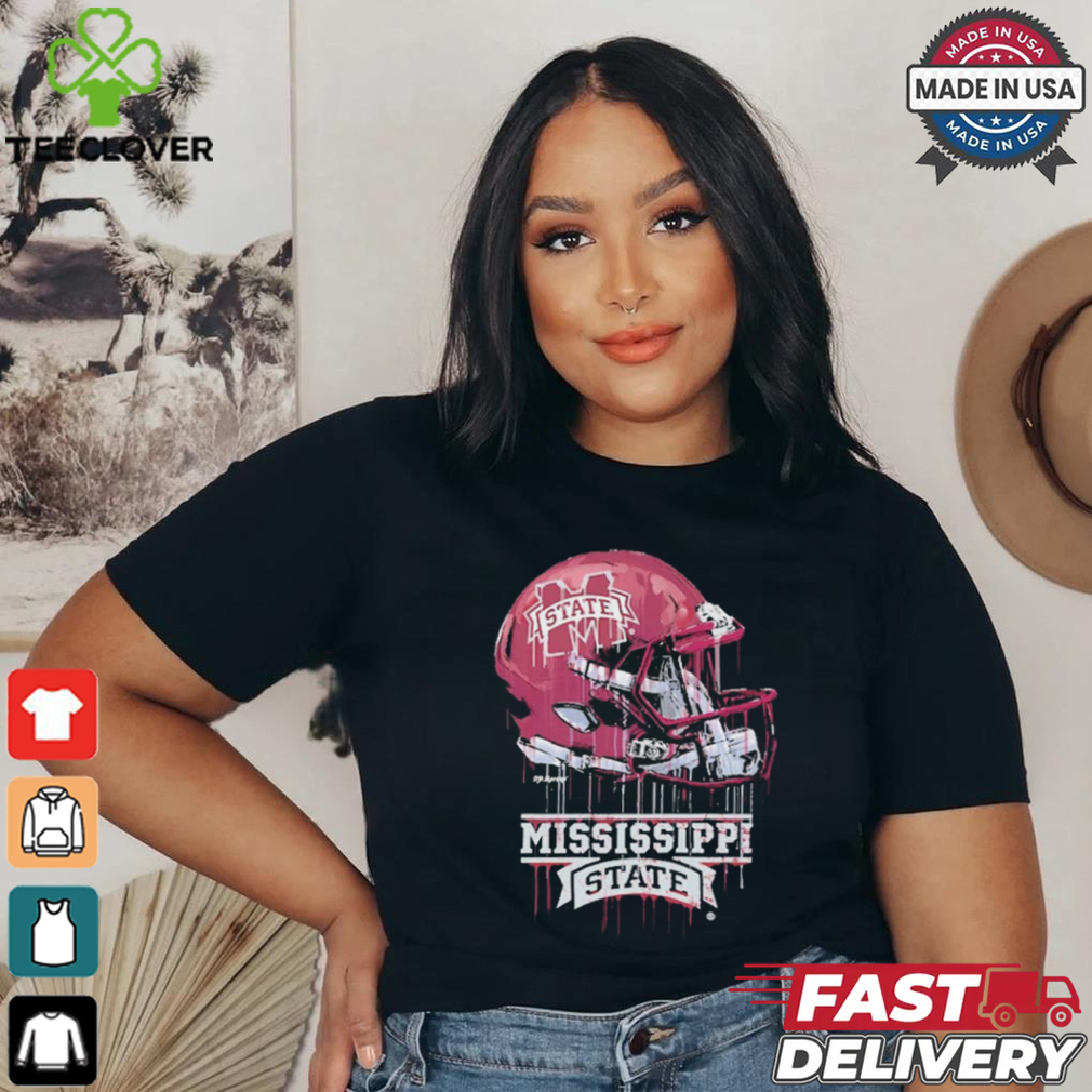 Official Mississippi State Bulldogs Youth Team Logo Dripping Helmet T Shirt Official Mississippi State Bulldogs Youth Team Logo Dripping Helmet T Shirt