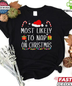 Official Most Likely To Nap On Christmas Family Matching Christmas 2024 T shirt