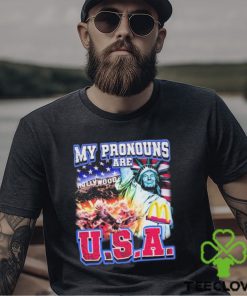Official My Pronouns Are U.S.A. Hollywood American flag t shirt