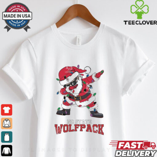 Official NC State Wolfpack Dabbing Santa Claus Ugly Christmas Light shirt