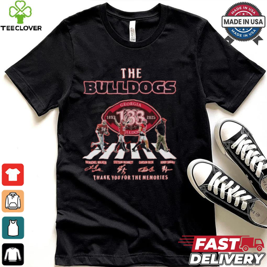 Official NCAA Georgia Bulldogs 133rd 1892 2025 Thank You For The Memories Walking Signatures Shirt Official NCAA Georgia Bulldogs 133rd 1892 2025 Thank You For The Memories Walking Signatures Shirt