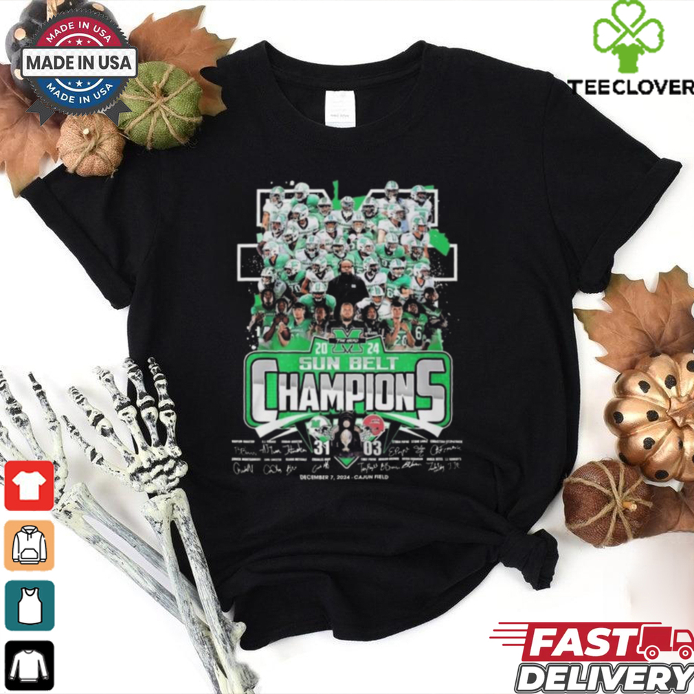 Official NCAA Marshall Thundering Herd 2024 Sun Belt Champions 31 03 All Players Signatures Shirt Official NCAA Marshall Thundering Herd 2024 Sun Belt Champions 31 03 All Players Signatures Shirt