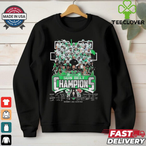 Official NCAA Marshall Thundering Herd 2024 Sun Belt Champions 31 03 All Players Signatures Shirt