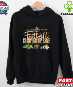 Official NDSU Bison vs MSU Bobcats FCS Football Championship Game 2025 NCAA Division I Jan 6 T-Shirt, commemorating the exciting matchup for the championship.
