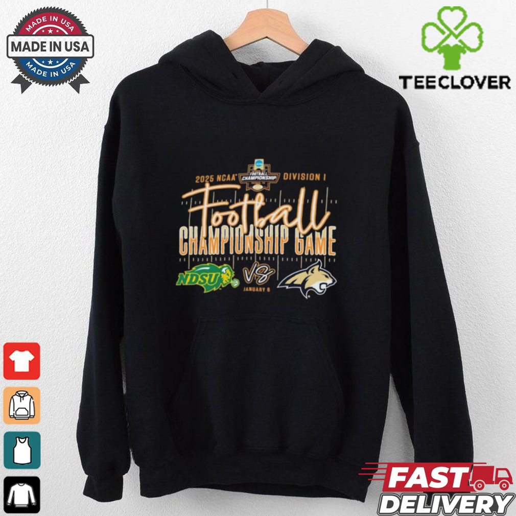 Official NDSU Bison Vs MSU Bobcats FCS Football Championship Game 2025 NCAA Division I Jan 6 t shirt Official NDSU Bison Vs MSU Bobcats FCS Football Championship Game 2025 NCAA Division I Jan 6 t shirt