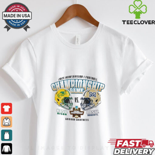 Official NDSU Bison Vs MSU Bobcats Helmet 2025 NCAA Division I FCS Football Championship Game 2D t shirt