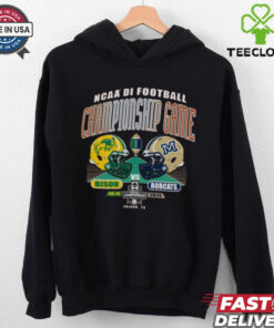 Official NDSU Bison vs MSU Bobcats NCAA DI FCS Football Championship Game Jan 06, 2025 Helmet T-Shirt, commemorating the thrilling championship game with a bold helmet design.