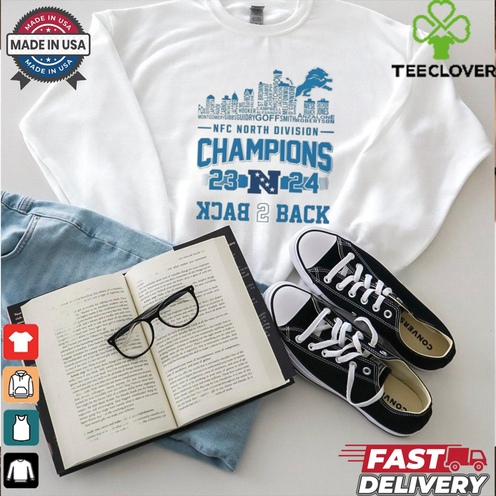Official NFC North Division Champions 23 24 Back To Back Detroit Lions Skyline Names Shirt Official NFC North Division Champions 23 24 Back To Back Detroit Lions Skyline Names Shirt