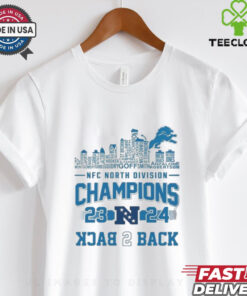 Official NFC North Division Champions 23 24 Back To Back Detroit Lions Skyline Names Shirt