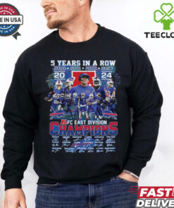 Official NFL 5 Year In A Row Buffalo Bills 2024 AFC East Division Champions Signatures t shirt