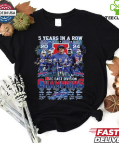 Official NFL 5 Year In A Row Buffalo Bills 2024 AFC East Division Champions Signatures t shirt