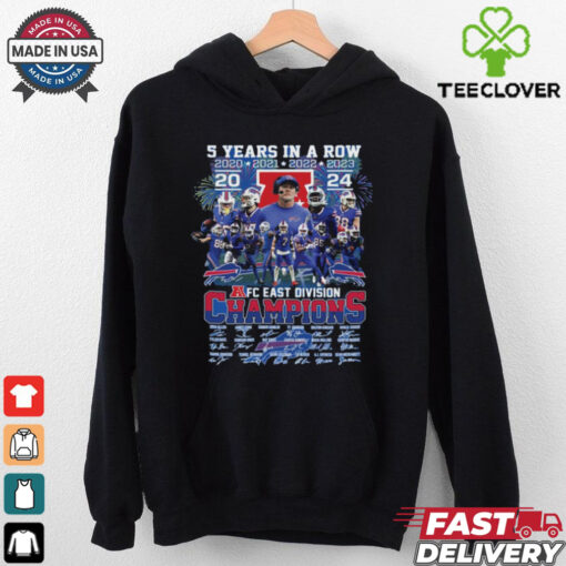 Official NFL 5 Year In A Row Buffalo Bills 2024 AFC East Division Champions Signatures t shirt