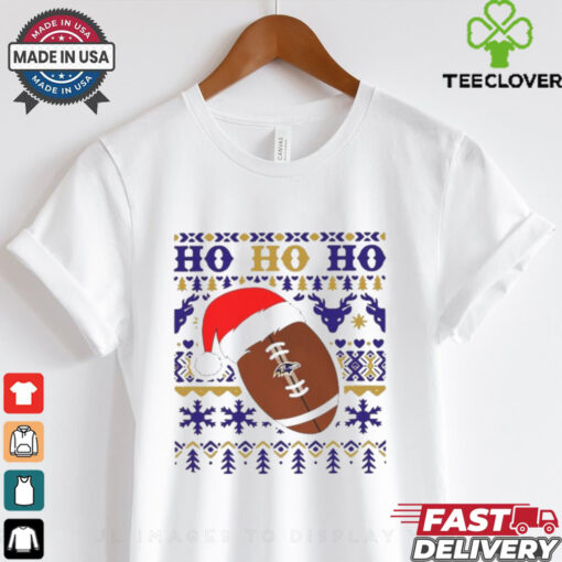 Official NFL Baltimore Ravens Football Santa Claus Ho Ho Ho Christmas 2024 Shirt