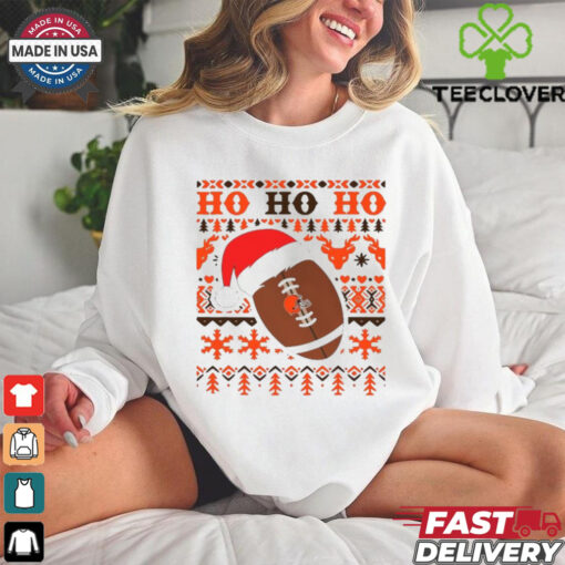 Official NFL Cleveland Browns Football Santa Claus Ho Ho Ho Christmas 2024 Shirt