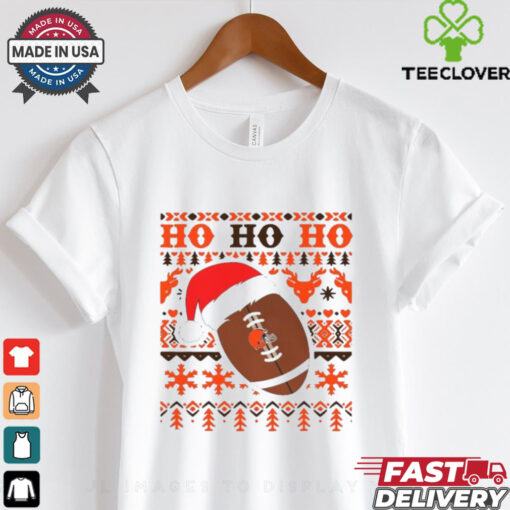 Official NFL Cleveland Browns Football Santa Claus Ho Ho Ho Christmas 2024 Shirt