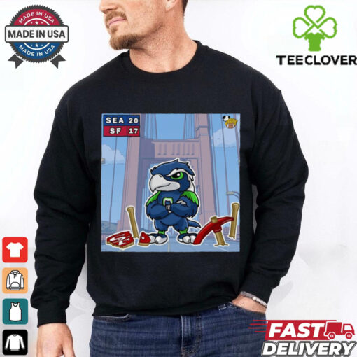 Official NFL Seattle Seahawks Vs San Francisco 49ers 20 – 17 Victory Doodle Poster t shirt