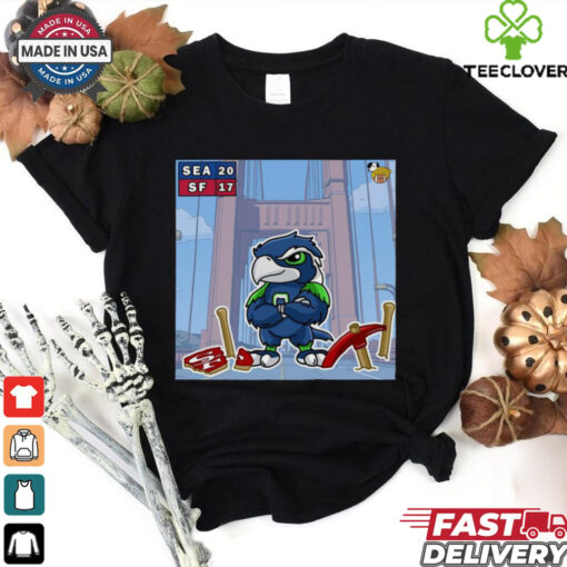 Official NFL Seattle Seahawks Vs San Francisco 49ers 20 – 17 Victory Doodle Poster t shirt