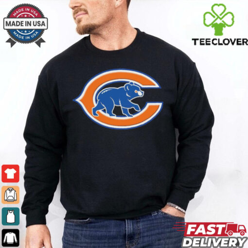 Official NFL x MLB Chicago Bears X Chicago Cubs Logo Mash Shirt