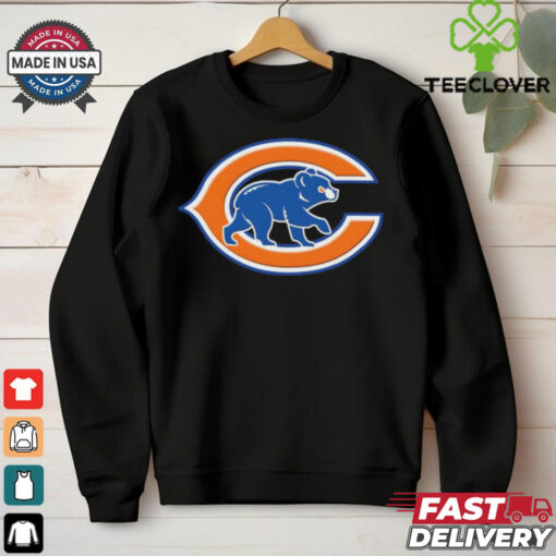 Official NFL x MLB Chicago Bears X Chicago Cubs Logo Mash Shirt