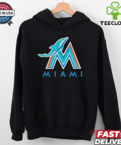 Official NFL x MLB Miami Dolphins X Miami Marlins Logo Mash Shirt