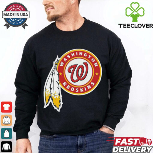 Official NFL x MLB Washington Redskins X Washington Nationals Logo Mash Shirt
