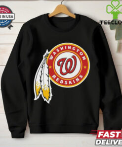 Official NFL x MLB Washington Redskins X Washington Nationals Logo Mash Shirt