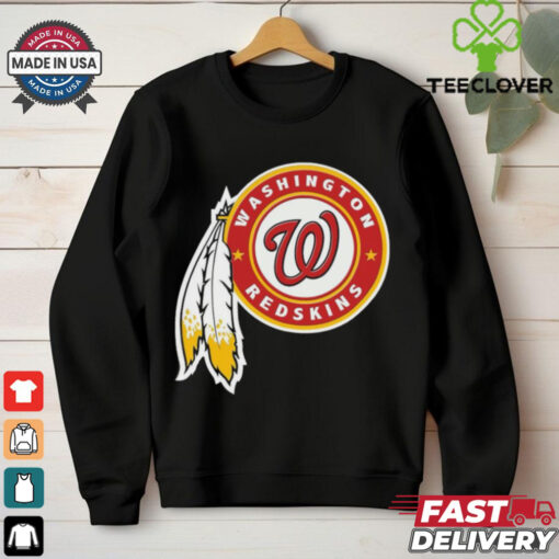 Official NFL x MLB Washington Redskins X Washington Nationals Logo Mash Shirt