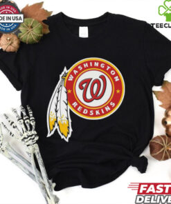 Official NFL x MLB Washington Redskins X Washington Nationals Logo Mash Shirt