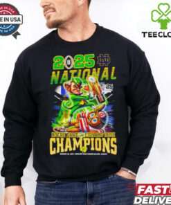 Official National Champions Notre Dame Fighting Irish vs Ohio State Buckeyes Mascots Jan 20 2025 Mercedes Benz Stadium shirt