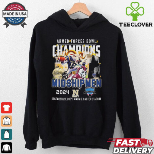 Official Navy Midshipmen Armed Forces Bowl Champions 2024 Dec 27 Amon G. Carter Stadium Mascot t shirt