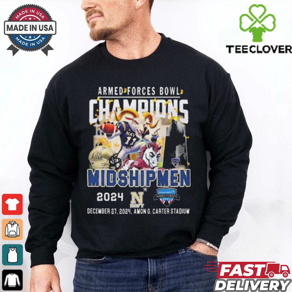 Official Navy Midshipmen Armed Forces Bowl Champions 2024 Dec 27 Amon G. Carter Stadium Mascot t shirt Official Navy Midshipmen Armed Forces Bowl Champions 2024 Dec 27 Amon G. Carter Stadium Mascot t shirt