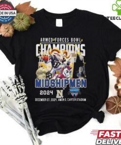 Official Navy Midshipmen Armed Forces Bowl Champions 2024 Dec 27 Amon G. Carter Stadium Mascot t shirt