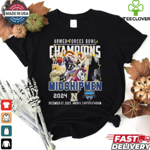 Official Navy Midshipmen Armed Forces Bowl Champions 2024 Dec 27 Amon G. Carter Stadium Mascot t shirt