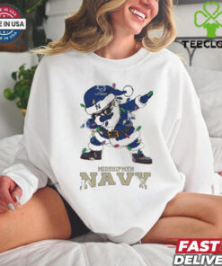 Official Navy Midshipmen Dabbing Santa Claus Ugly Christmas Light shirt