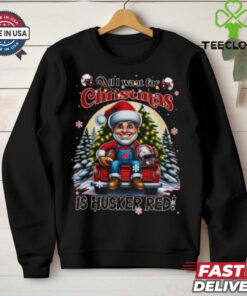 Official Nebraska Cornhuskers All I Want For Christmas Is Husker Red 2024 T shirt