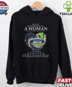 Official Never Underestimate A Woman Who Understands Football And Loves Seattle Seahawks Diamond Heart Shirt